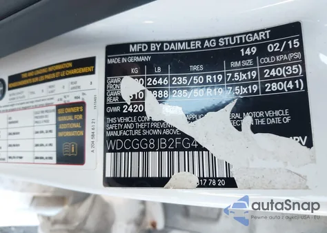 2015 Mercedes-Benz Glk 350 4Matic z USA, uszkodzony, nr VIN WDCGG8JB2FG411984